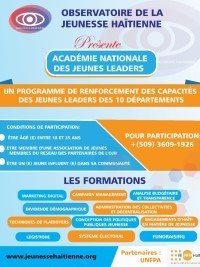 Haïti - AVIS : Programme de renforcement des capacités des jeunes leaders, inscriptions ouvertes