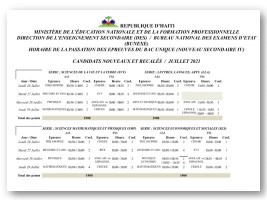 Haïti - FLASH : Calendrier et horaires des épreuves du BAC traditionel et NS4