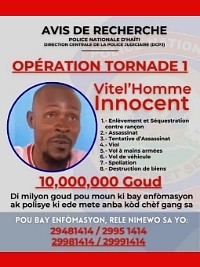 Haïti - FLASH : La DCPJ offre 10 millions de Gourdes pour l’arrestation de Vitel'Homme Innocent