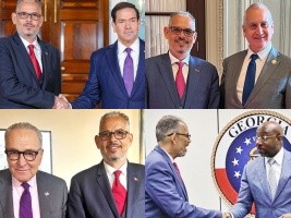 The Prime Minister of Haiti is holding numerous political meetings in the United States.