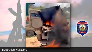 Haiti - Kenscoff : At least 3 police officers injured and an armored vehicle set on fire
